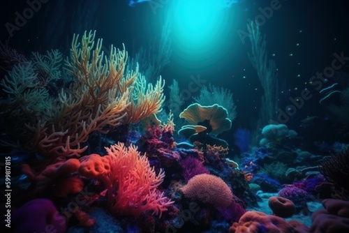 Coral reef closeup underwater. Generate Ai