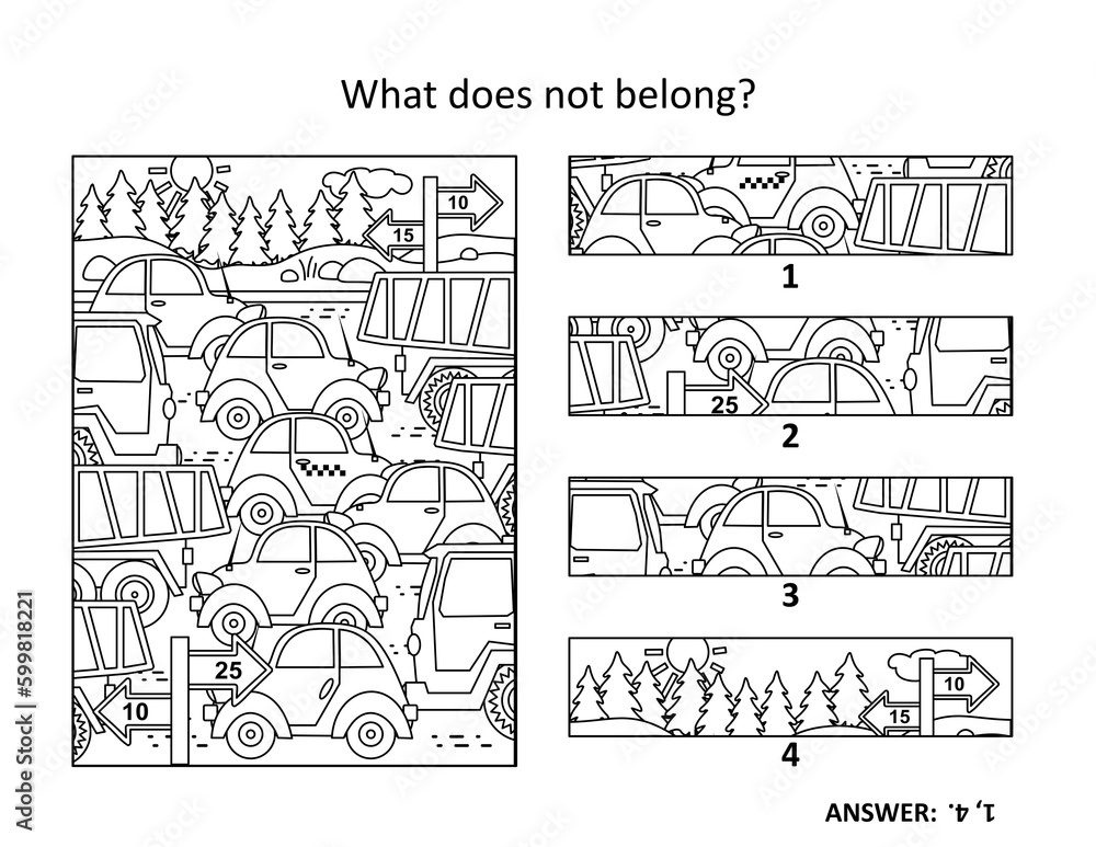 Сars and trucks on the road. Visual puzzle or picture riddle: What does not belong? Or, spot the odd one out. Answer included.
Сars and trucks on the road. Visual puzzle or picture riddle: What does not belong? Or, spot the odd one out. Answer included.