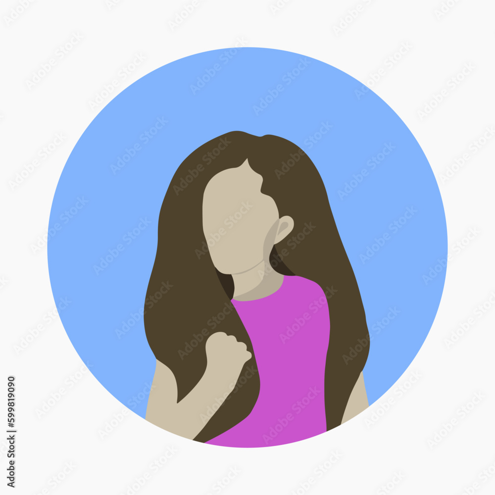 Portrait of a teenage girl. Vector isolated illustration of portrait of young woman.