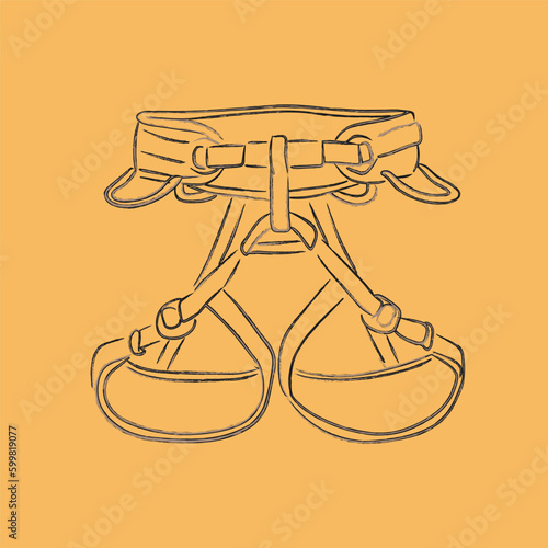 Climbing Harness Safety Harness. Vector isolated in favor of a climbing belt.