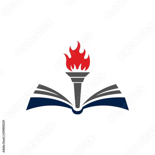 book and torch vector logo