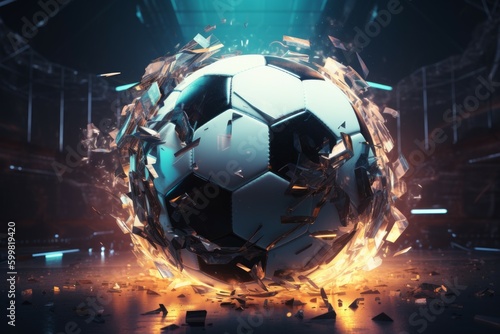Futuristic soccer fire ball. Generate Ai photo