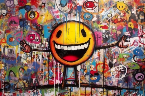Smiley graffiti on the wall