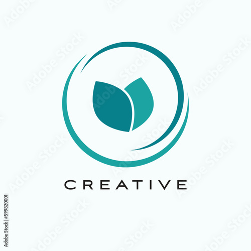 Creative vector logo design. Leaves in circle logotype. Natural logo template. Eco emblem.
