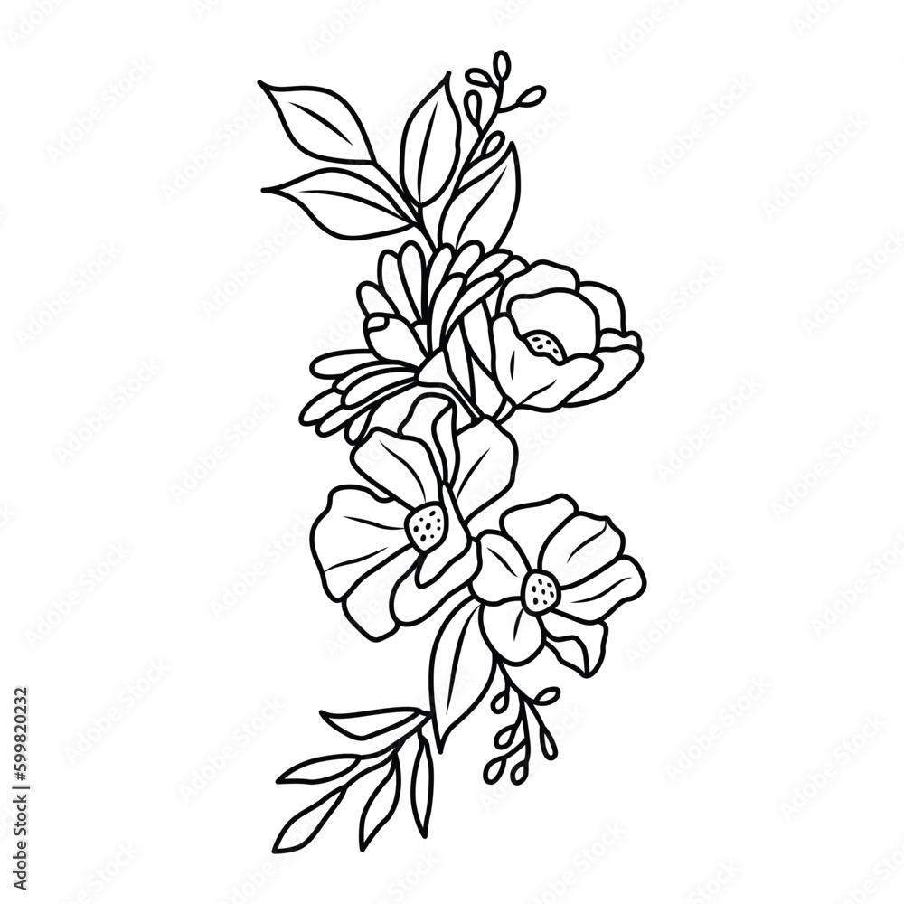 Floral vector icon design. Flowers and leaves flat icon.