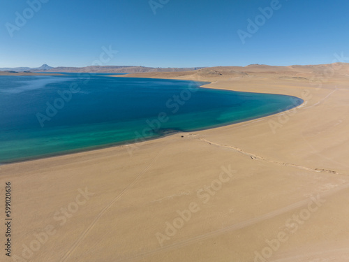 Aerial view of beautiful lake in Tibet China