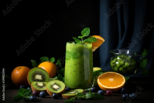 Green smoothie fruits. Generate Ai
