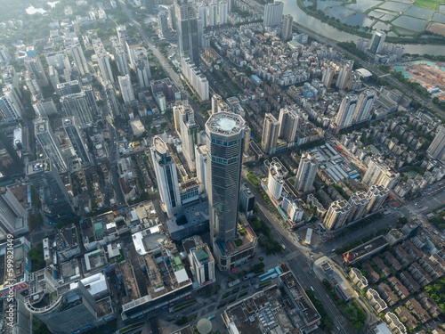 Photography Aerial view of beautiful downtown landscape in shenzhen, China