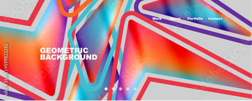 Bright colorful triangular shapes abstract background with fluid color effect. Glass, light and shadow effects. Illustration For Wallpaper, Banner, Background, Card, Book Illustration, landing page