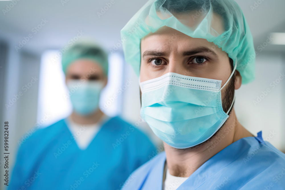 Medical workers inside hospital. Generative AI Medical workers inside hospital. Generative AI