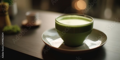 Matcha green tea in a cup  generative AI
