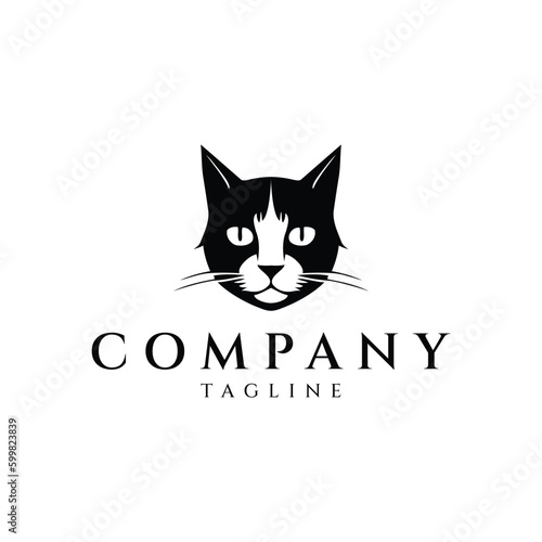 Cat head hipster vintage logo design vector illustration