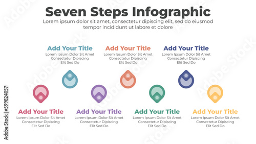 Circular infographics template with seven steps 