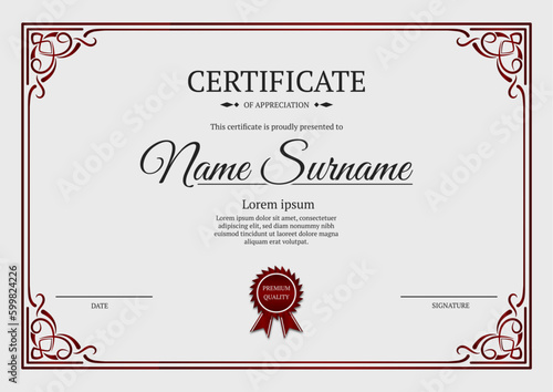 certificate template, with vintage border