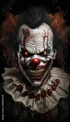 Halloween scary clown, generative AI creepy art