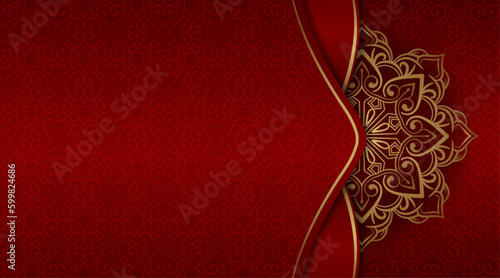 red luxury background, with gold mandala ornament