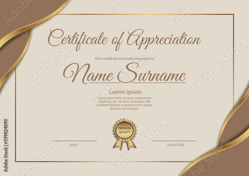 certificate template, with gold border