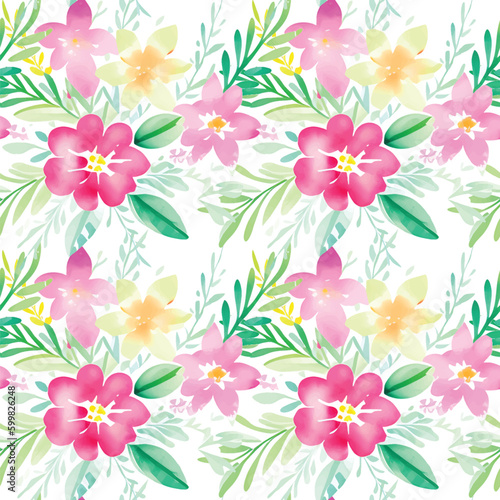 Floral shape watercolor seamless pattern.