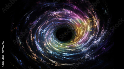 Colorful image of a spiral cosmic wonderland in space isolated on a dark background