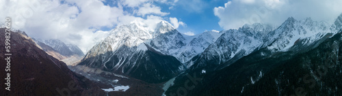 Aerial view of beautiful high altitude snow mountains in Tibet,China