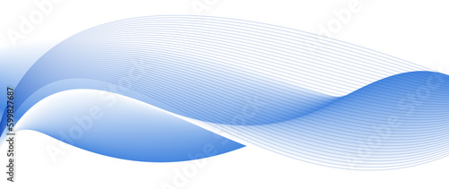 Smooth flow of wavy shape with gradient vector abstract background, light blue design curve line energy motion, relaxing music sound or technology.