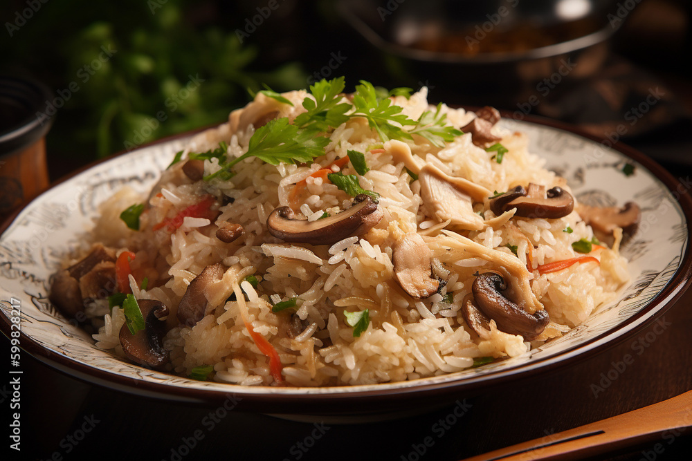 Mushroom mixed rice generative AI Mushroom mixed rice generative AI