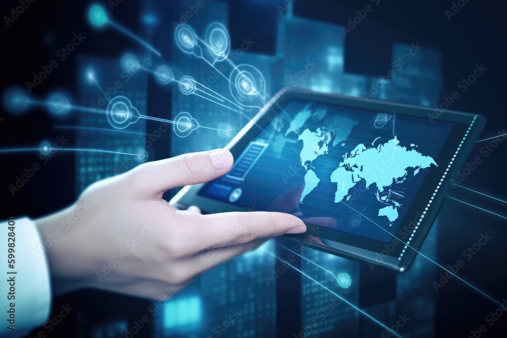 Smartphone with a magic screen in hand, Generative AI Smartphone with a magic screen in hand, Generative AI