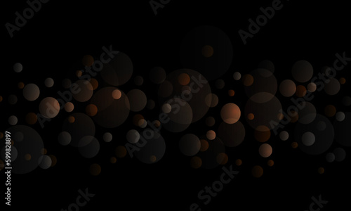 Silhouettes of dim balls of brown tint on a black background