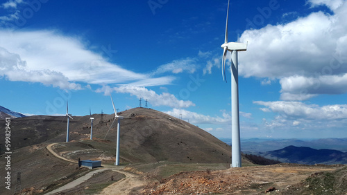 Giant wind turbines. Pushkin Pass Armenia.
