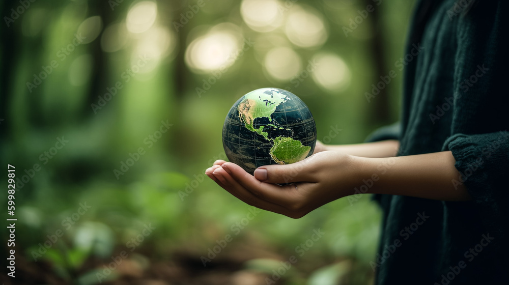Holding a Globe depicting care for nature Holding a Globe depicting care for nature