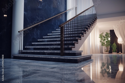 Modern elegant luxury staircase in villa, real estate architecture