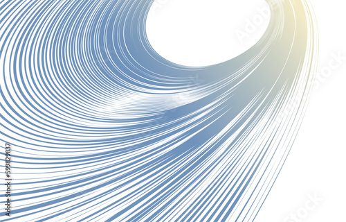 Curvature of space vector abstract art background, 3D linear flow distorted shape, deformed fluid, chaos of space.