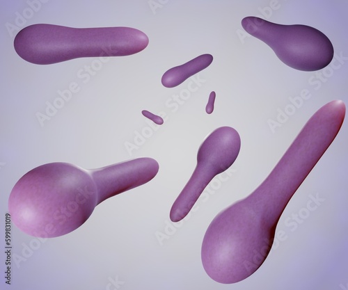Fotografie Clostridium tetani in spore forming condition 3d rendering
