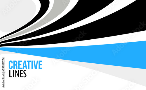 Creative lines vector abstract background, 3D perspective linear graphic design composition, stripes in dimensional rotation poster or banner.