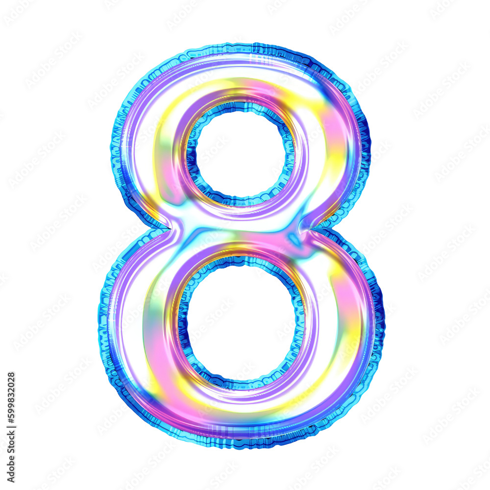 3D Holographic Balloon numbers. This is a part of a set which also includes uppercase and lowercase letters, punctuation marks and symbols 3D Holographic Balloon numbers. This is a part of a set which also includes uppercase and lowercase letters, punctuation marks and symbols