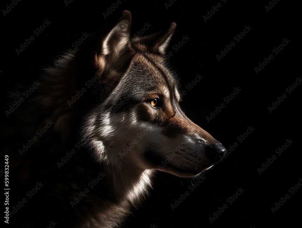 A Chiaroscuro wolf Portrait - Generative ai