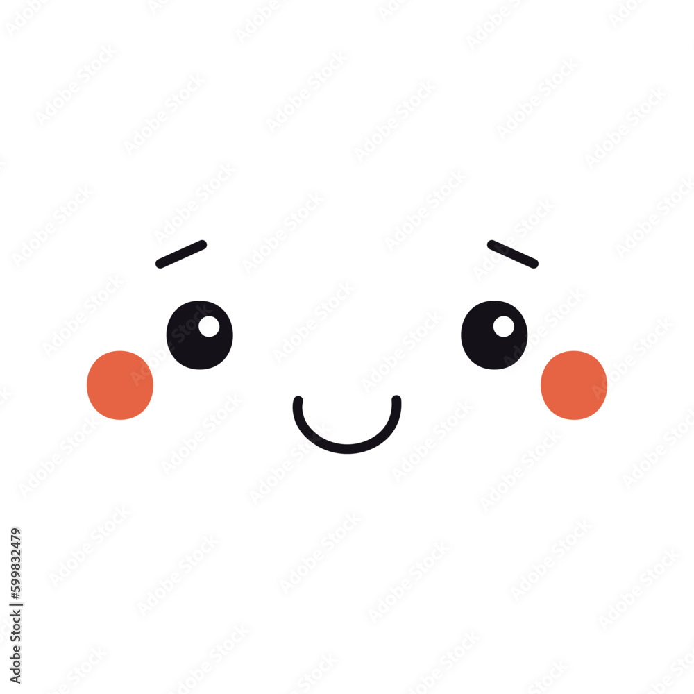 Kawaii face, cute cartoon face illustration. Hand drawn Japanese, anime, manga style design, isolated vector. Kids print element, facial expression, emotion, avatar, icon Kawaii face, cute cartoon face illustration. Hand drawn Japanese, anime, manga style design, isolated vector. Kids print element, facial expression, emotion, avatar, icon
