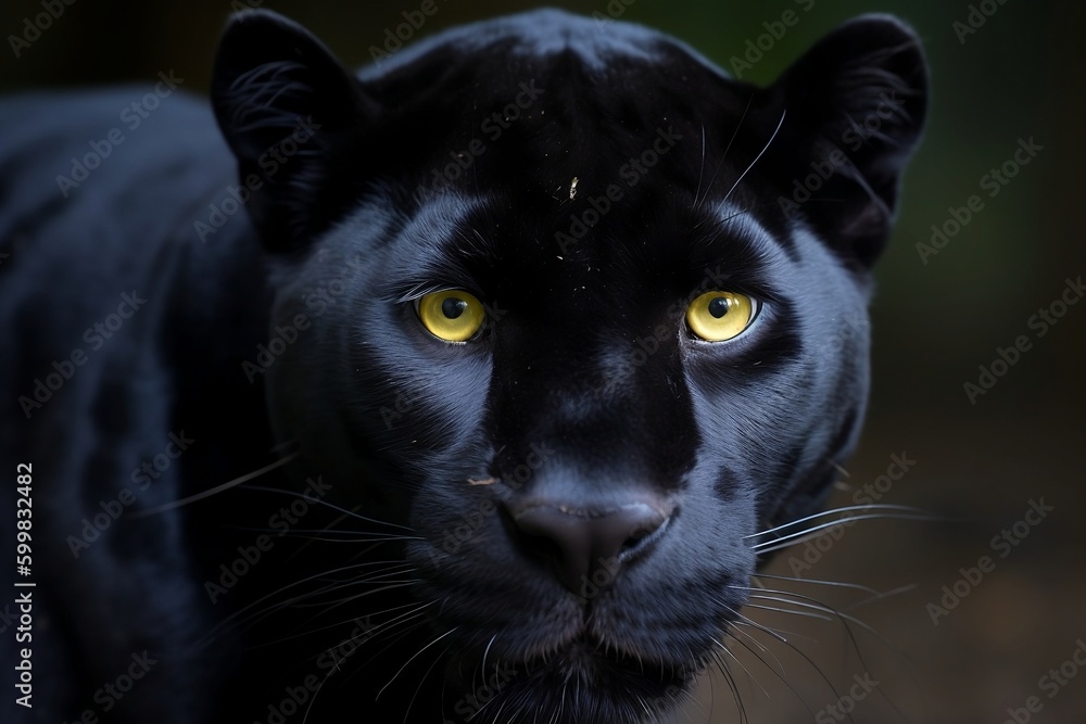 Intense Gaze: Majestic Panther's Piercing Presence - Generative ai