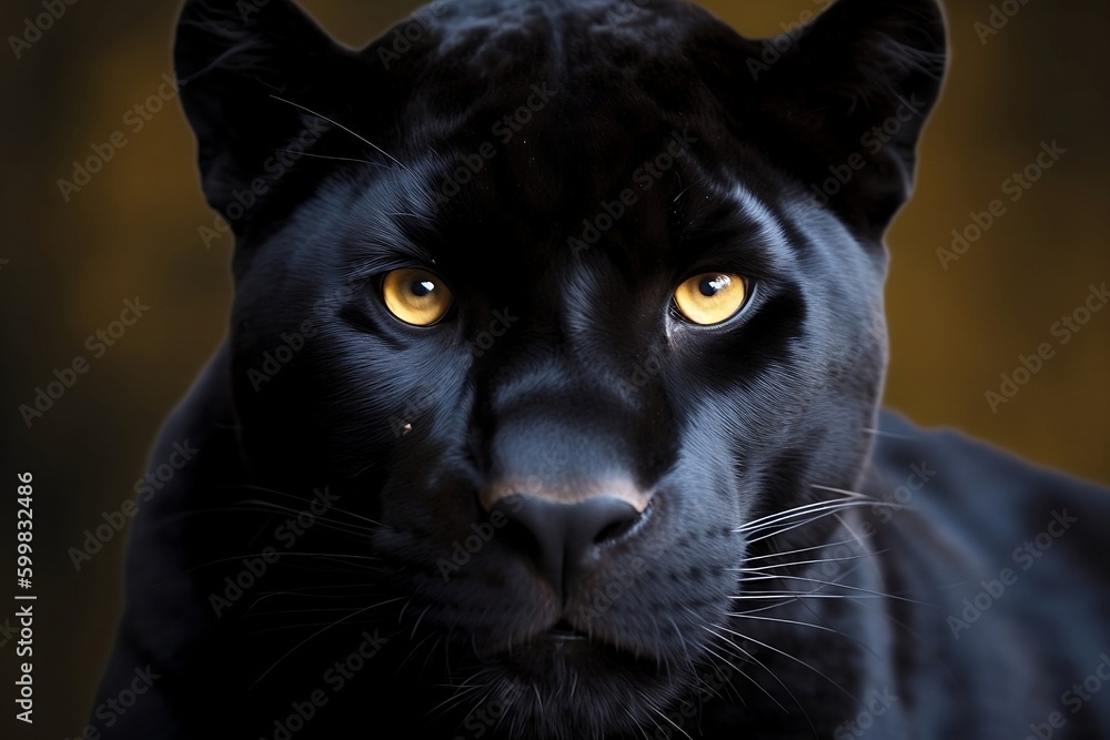 Captivating Stare of a Fierce Black Panther - Generative ai