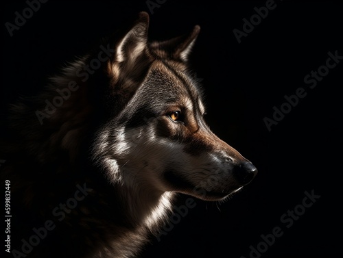A Chiaroscuro wolf Portrait - Generative ai