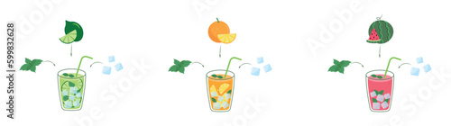 Vector collection of drinks stickers. Coctail and drink menu illustrations for bar card