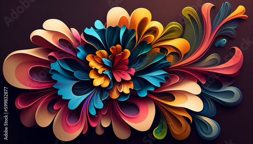 Colorful abstract flower. Generative AI