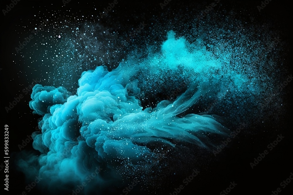 Color mist. Glitter smoke. Paint water splash. Magic potion. light blue
