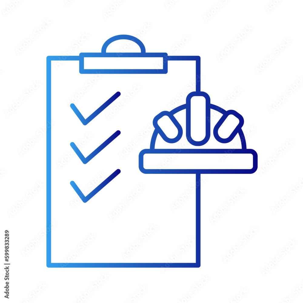 List construction icon with blue gradient outline style. checklist, test, report, form, tick, agreement, note. Vector illustration List construction icon with blue gradient outline style. checklist, test, report, form, tick, agreement, note. Vector illustration