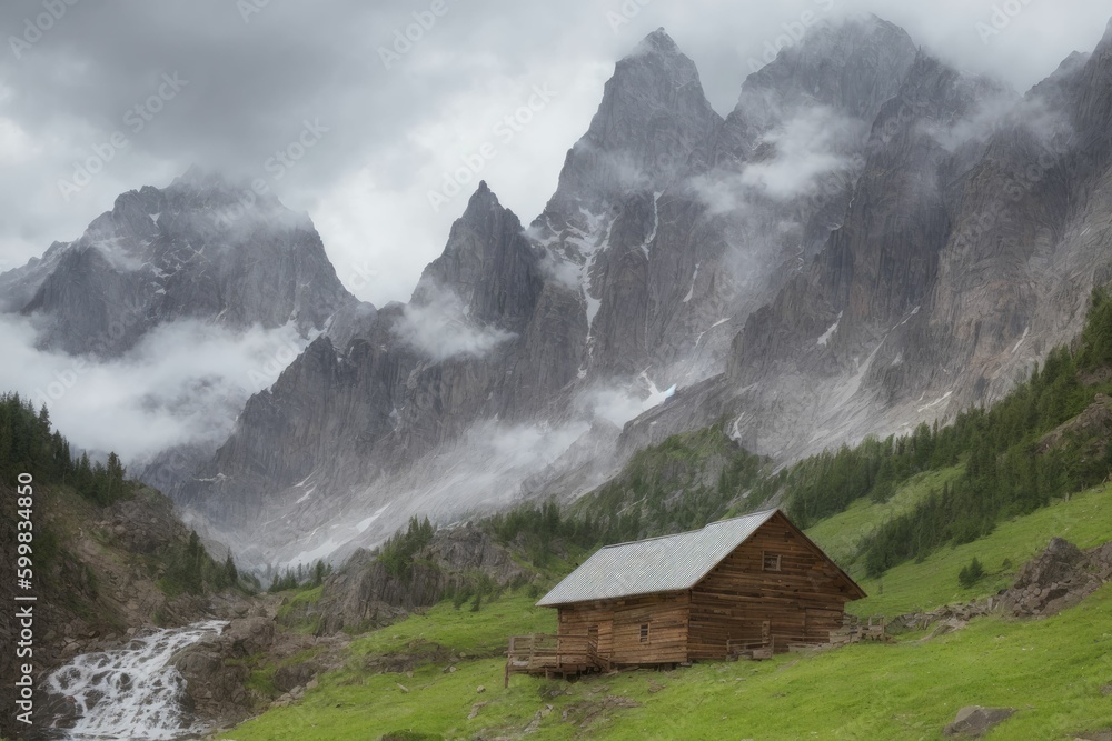 Obraz premium 안개낀 산