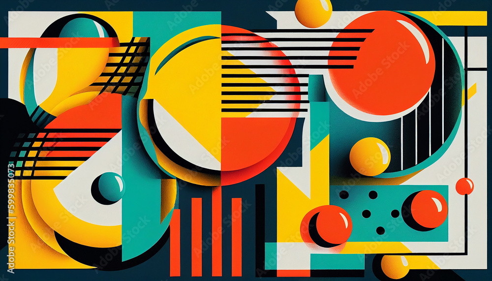 Colorful patterns in Bauhaus art style. Generative AI