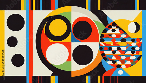 Colorful patterns in Bauhaus art style. Generative AI