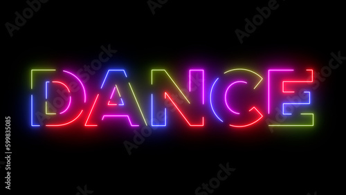 Dance colored text. Laser vintage effect. 
