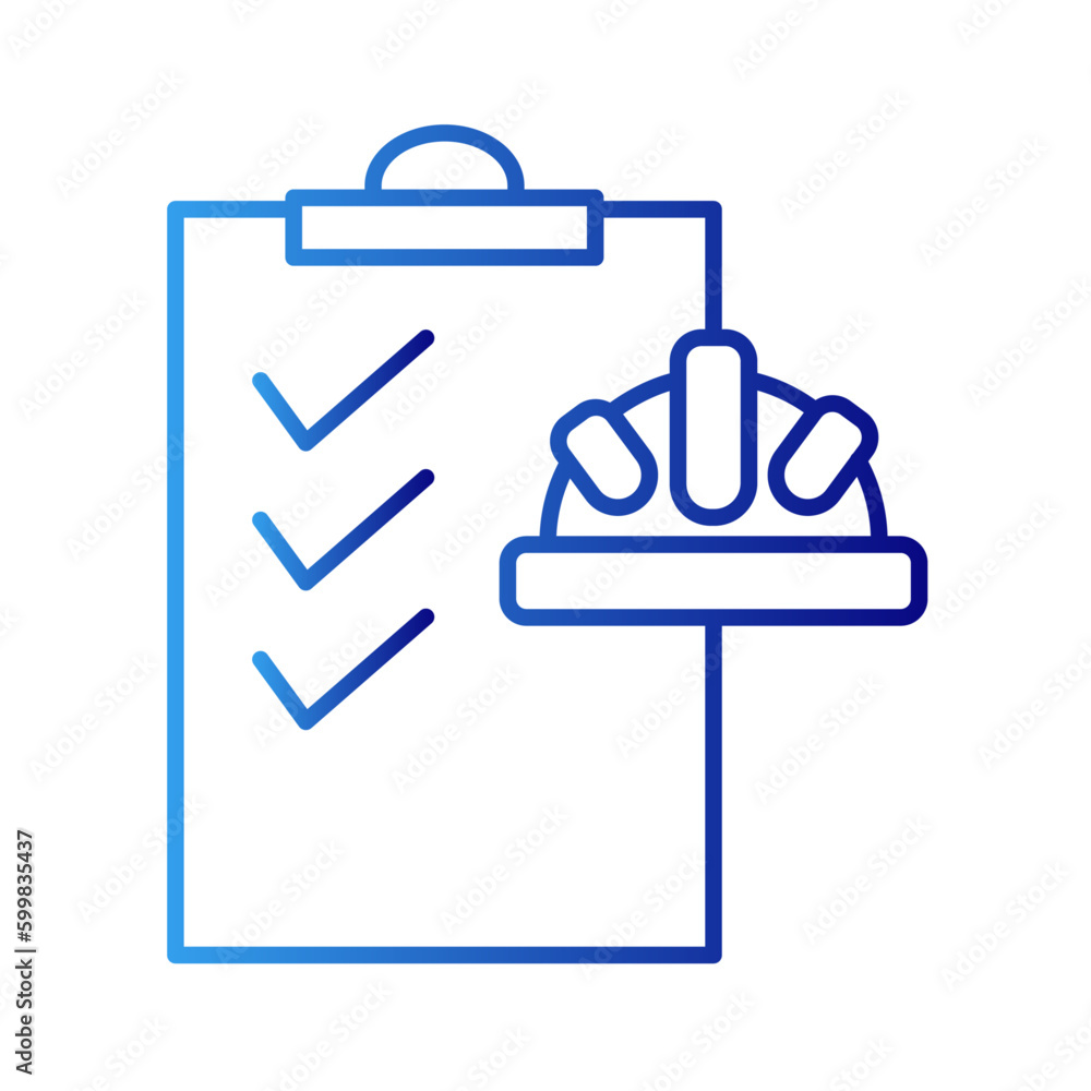 List construction icon with blue gradient outline style. checklist, test, report, form, tick, agreement, note. Vector illustration List construction icon with blue gradient outline style. checklist, test, report, form, tick, agreement, note. Vector illustration