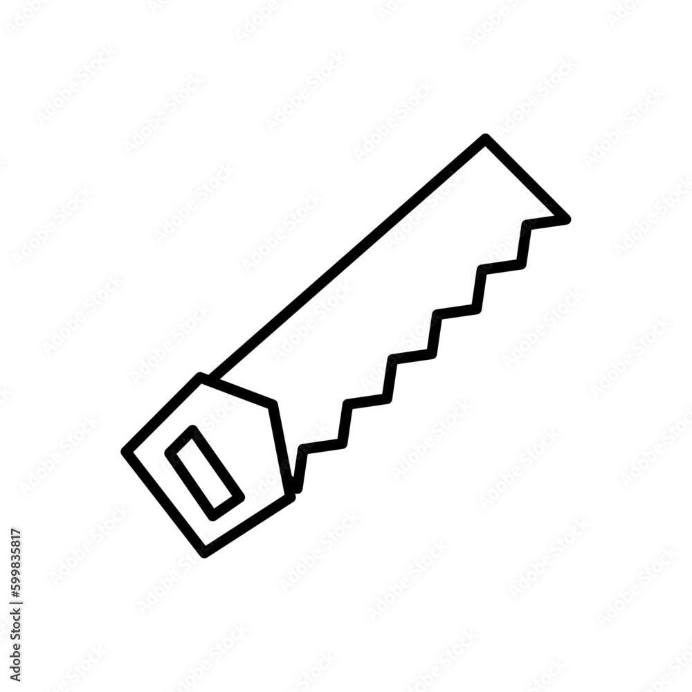Hand saw construction icon with black outline style. work, sharp, blade, wood, industry, cut, object. Vector illustration Hand saw construction icon with black outline style. work, sharp, blade, wood, industry, cut, object. Vector illustration